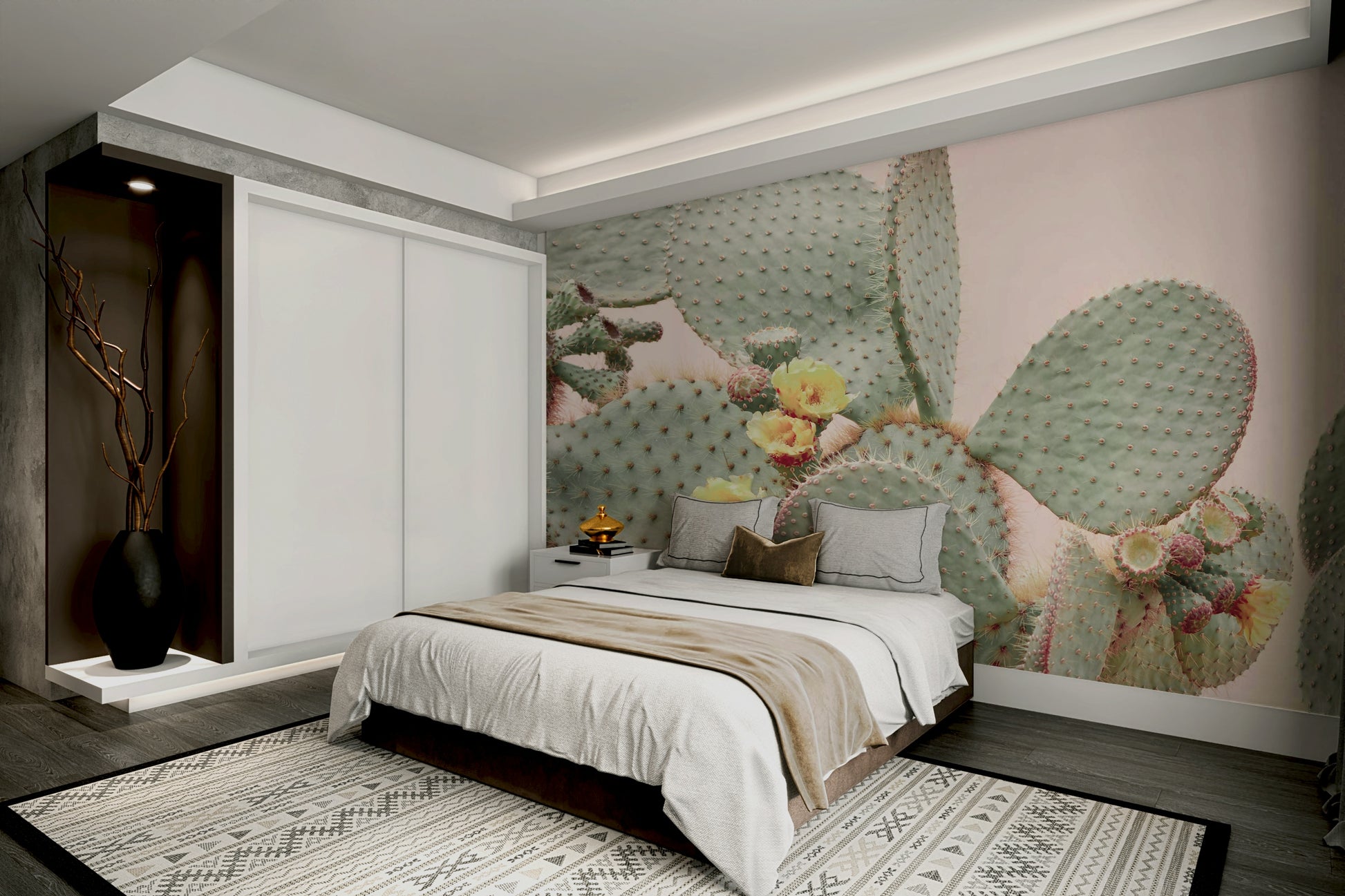 Cactus Blossom Dreams wall mural adding desert charm to interiors.

