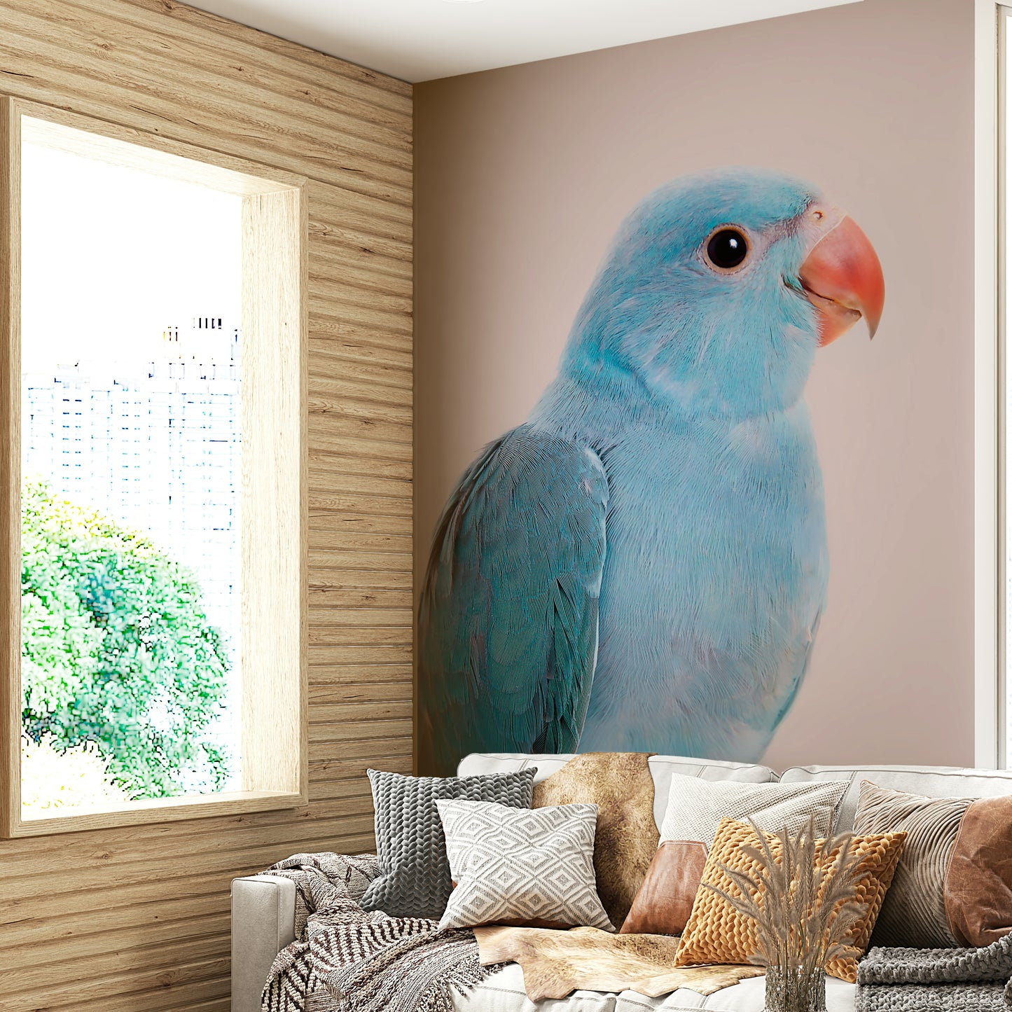 Lovebird mural wallpaper for peaceful spaces

