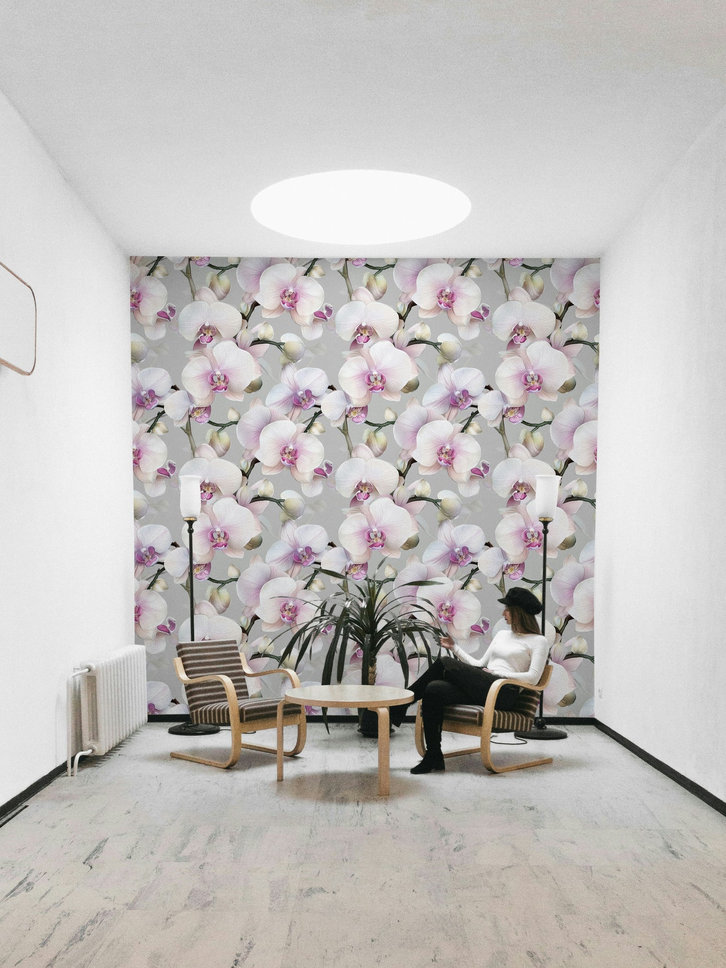 Floral mural wallpaper featuring elegant orchids for modern rooms.

