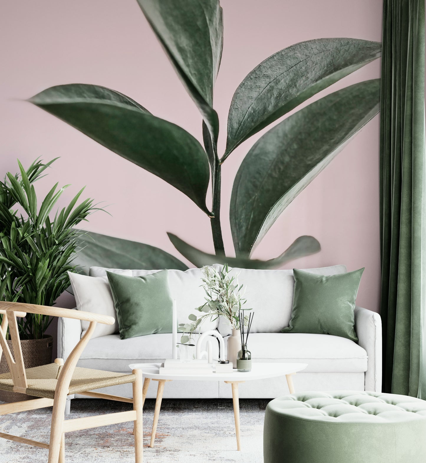 Contemporary mural wallpaper with flowing forms

