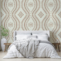 Vintage-style wall mural in mocha tones

