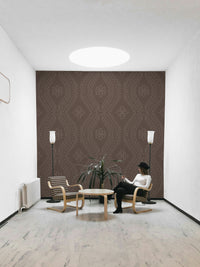 Faded Ogee Damask wallpaper in coffee quartz tone

