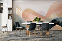Earthy wave design mural with calming flow

