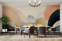 Boho Kids Skyscape Wall Mural with soft clouds

