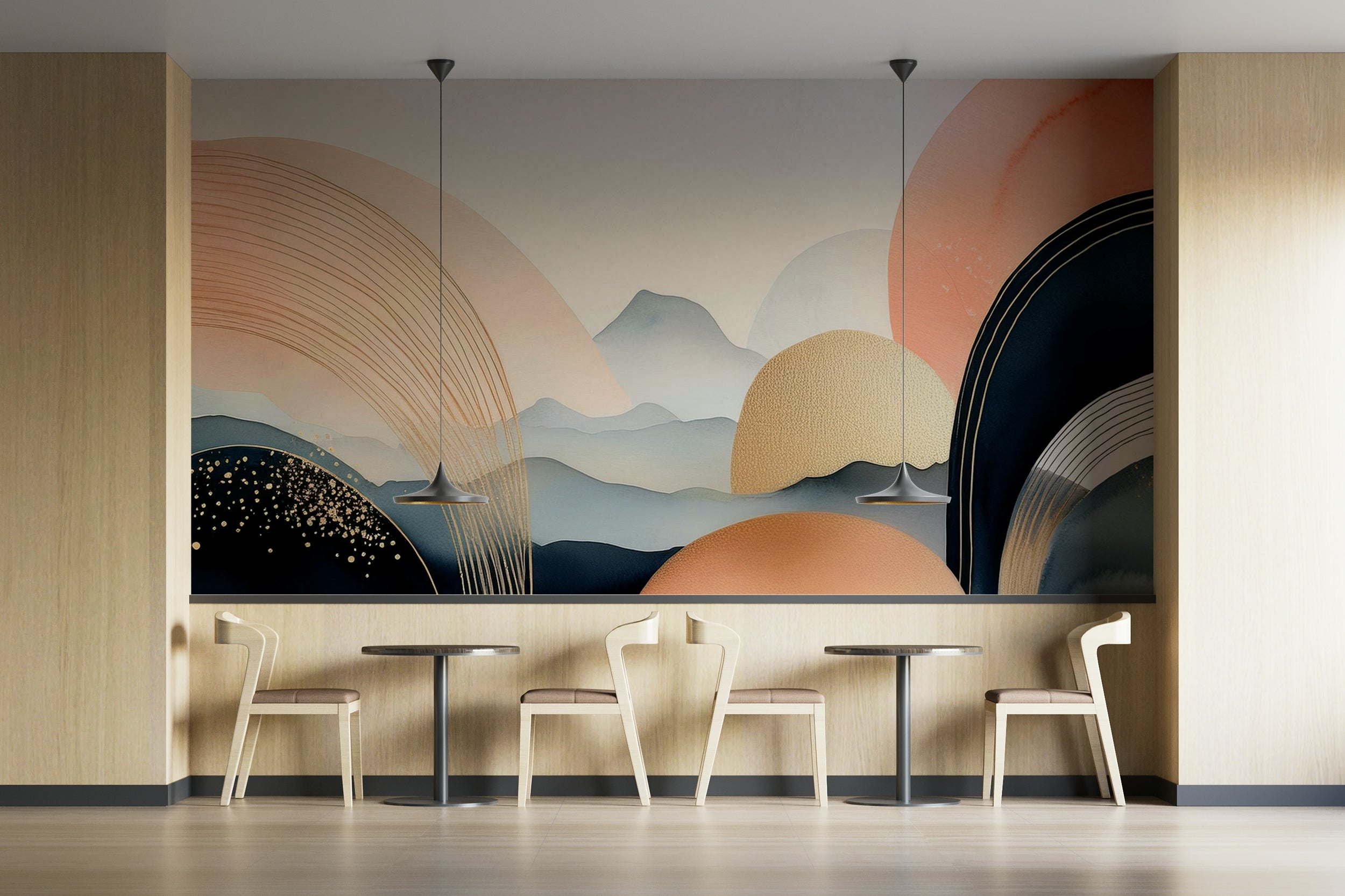 Dreamy skyscape mural for kids with boho flair

