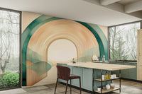 Elegant teal arches creating a peaceful ambiance in wall mural.

