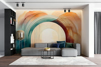 Calming teal tones creating a serene atmosphere in wall mural.

