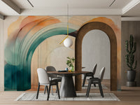 Soft teal arch design in the Teal Dream Arches 2 wall mural.

