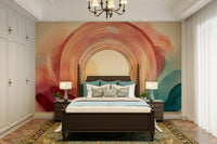 Vibrant rainbow arch creating a dreamy atmosphere in the wall mural.

