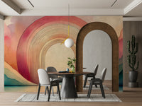 Vibrant and energetic Rainbow Dream Arches 2 mural perfect for living rooms.

