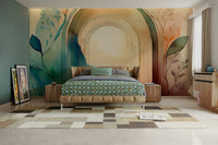 Elegant Botanical Dream Arches wall mural with floral elements.

