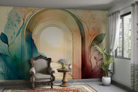 Floral arch design in Botanical Dream Arches mural for peaceful interiors.

