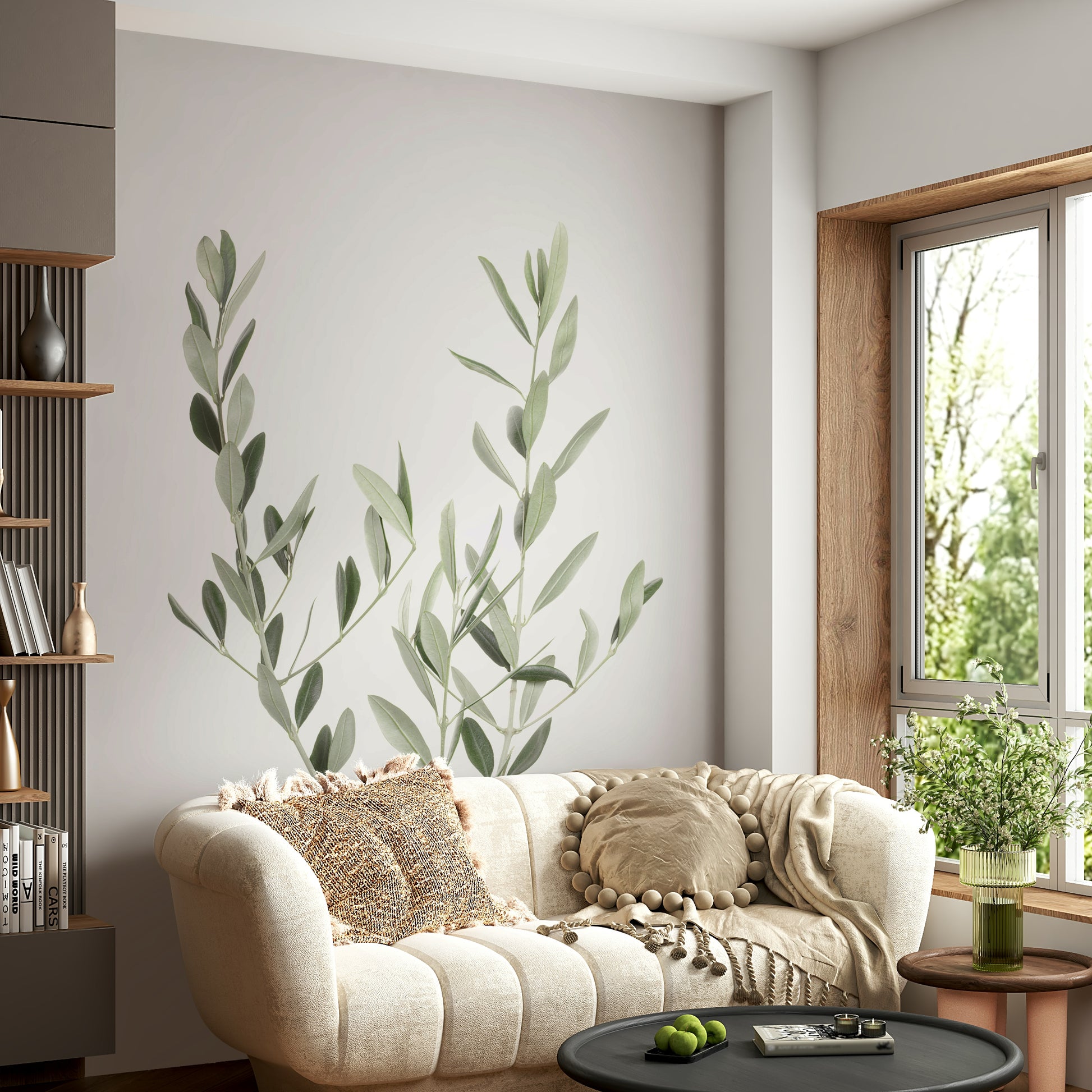 Easy-to-apply Botanical III wall mural with nature patterns.

