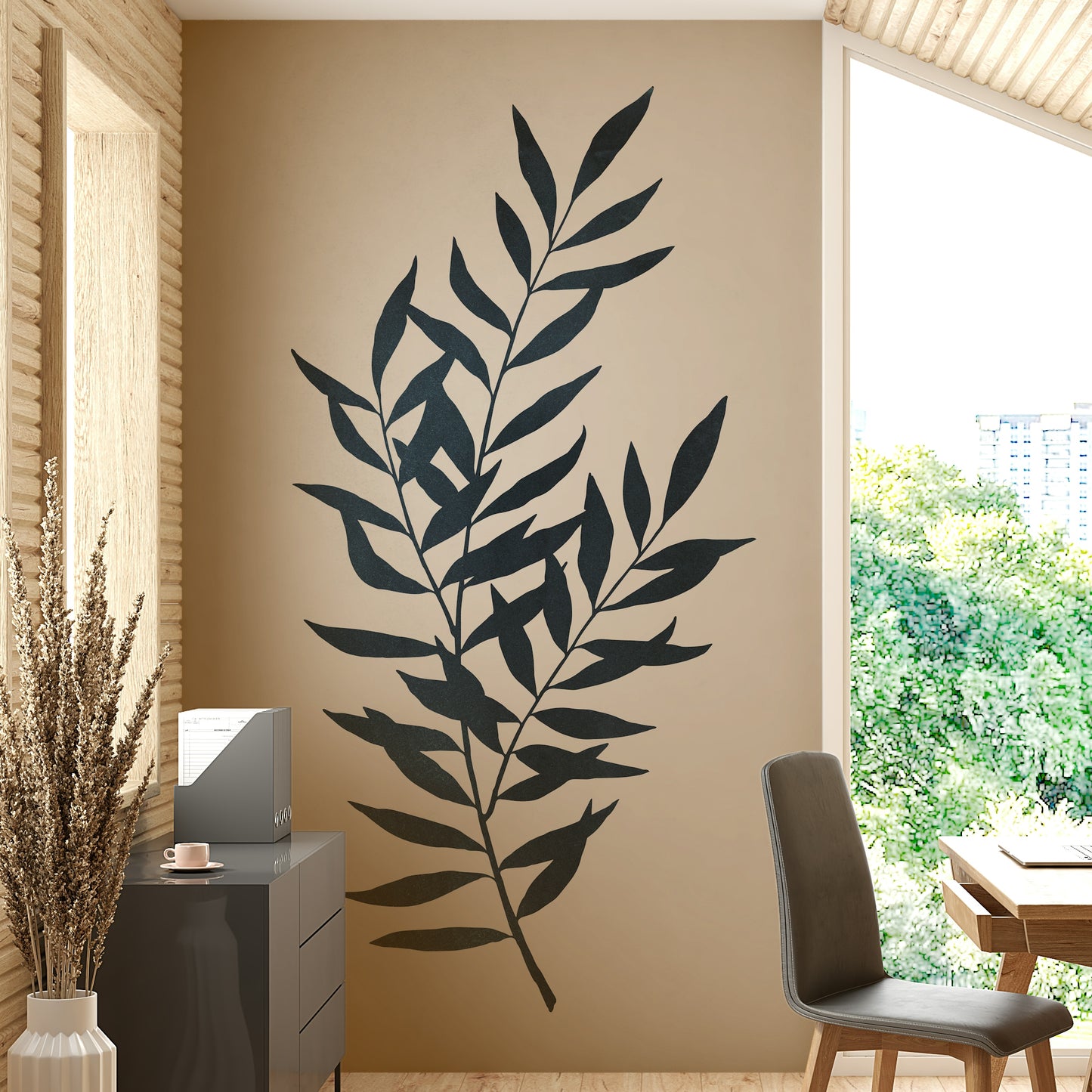Simple yet striking plant outlines in Botanical Silhouette II mural.

