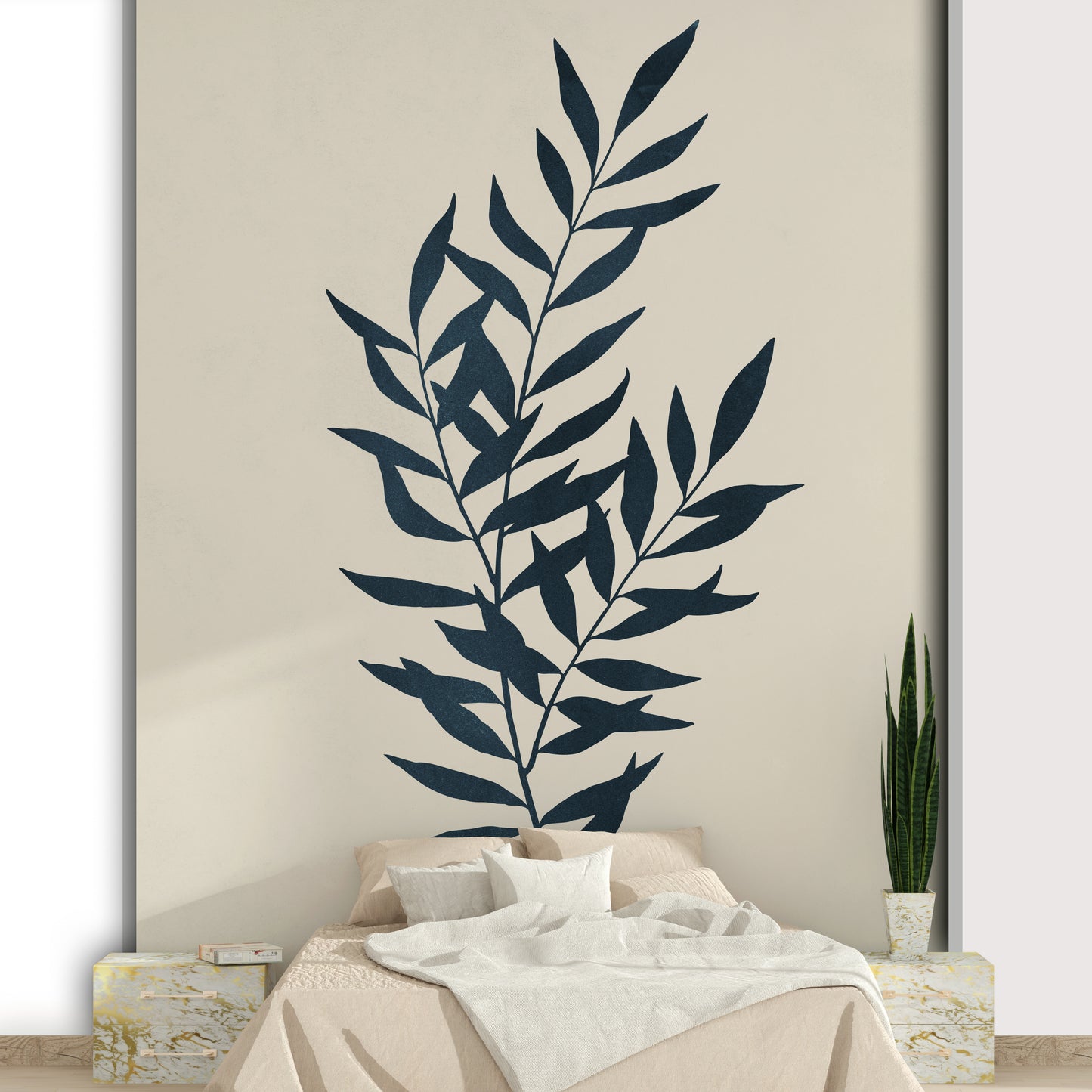 Elegant plant silhouettes in the Botanical Silhouette II wall mural.

