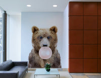 Fun kids' room mural featuring a bear and colorful bubbles.

