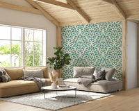 Elegant foliage wallpaper in serene teal hues

