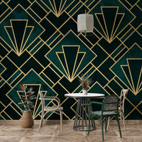 Stunning geometric design in emerald and gold for walls.

