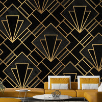 Intricate Art Deco mosaic wall mural for modern interiors.

