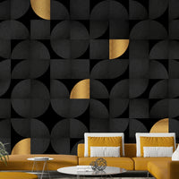 Luxury gold accents on black background wall mural


