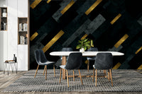 Starry night sky mural with streaking shooting stars

