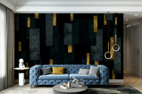 Sleek spires and sharp lines in black and charcoal wall mural

