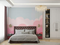 Sunrise-inspired mural with soft pink and lavender tones.

