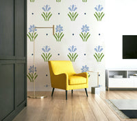Floral in blue wallpaper perfect for creating a calm atmosphere.

