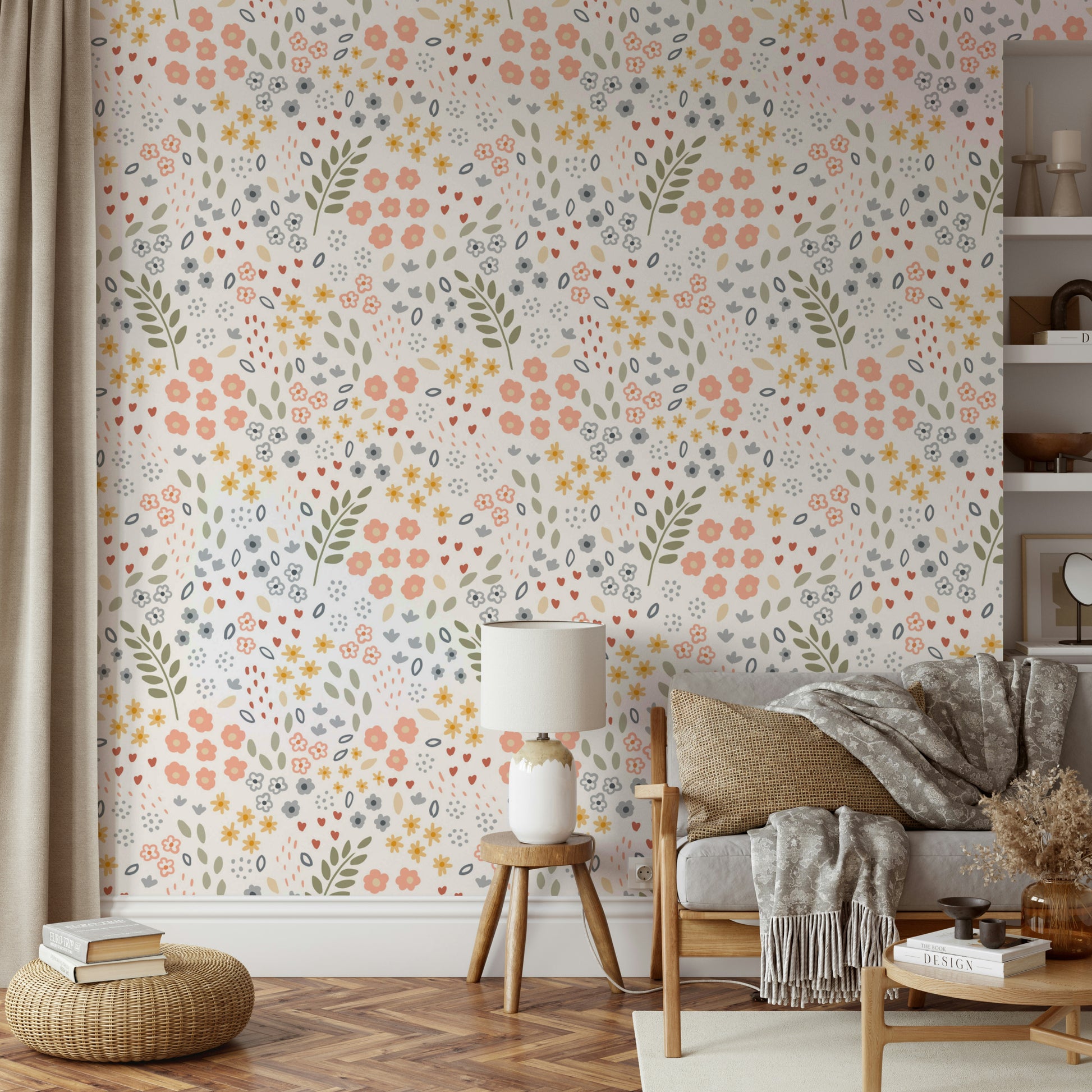 Soft Floral Dreams wallpaper creating a calm environment.

