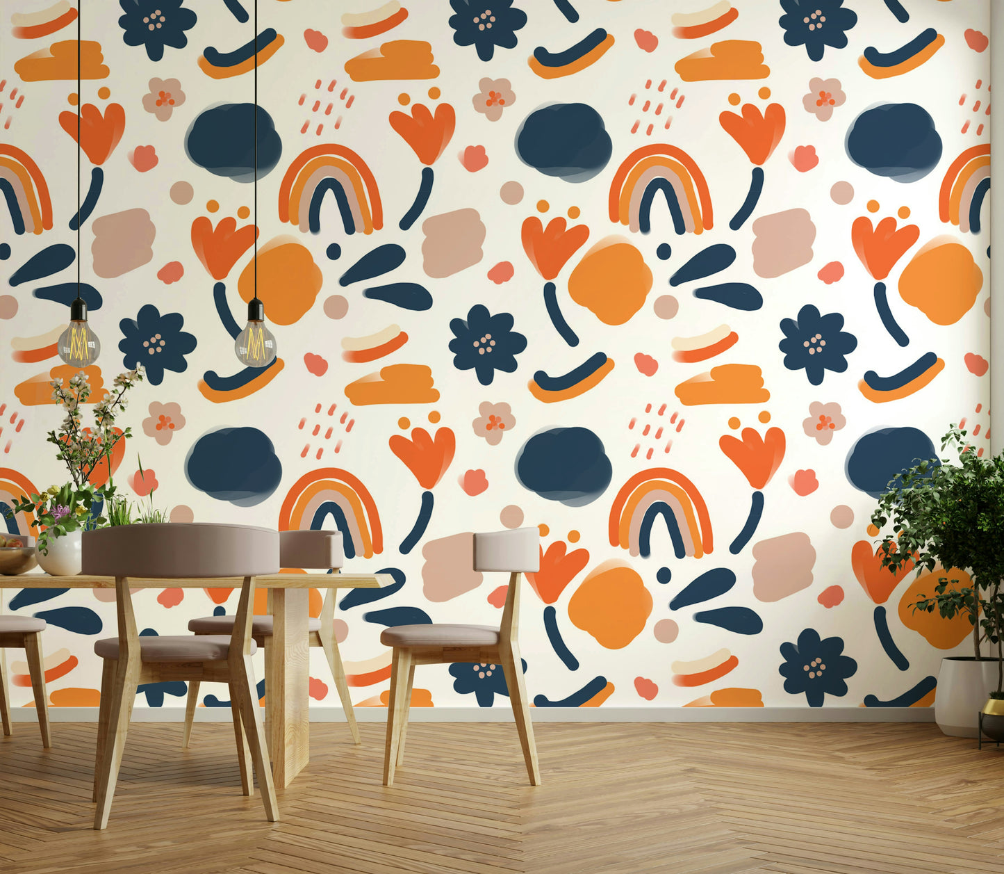 Striking floral pattern wallpaper for vintage-inspired decor.

