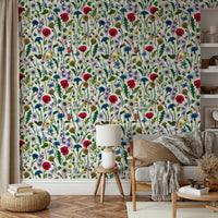 Wildflower wallpaper mural bringing nature indoors

