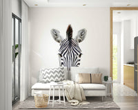 Playful zebra mural with bubble gum for a colorful, lively room.




