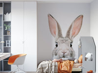 Gentle bunny wall mural creating a peaceful, joyful vibe.


