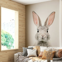Playful bunny design mural for kids’ rooms or nurseries.

