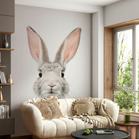 Bunny mural wallpaper for a cheerful and cozy room ambiance.

