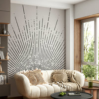 Dark sun rays wall mural adding energy and movement to your space.

