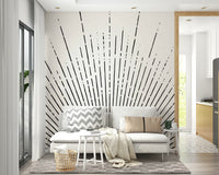 Black Sun Rays mural for a bold, contemporary room atmosphere.

