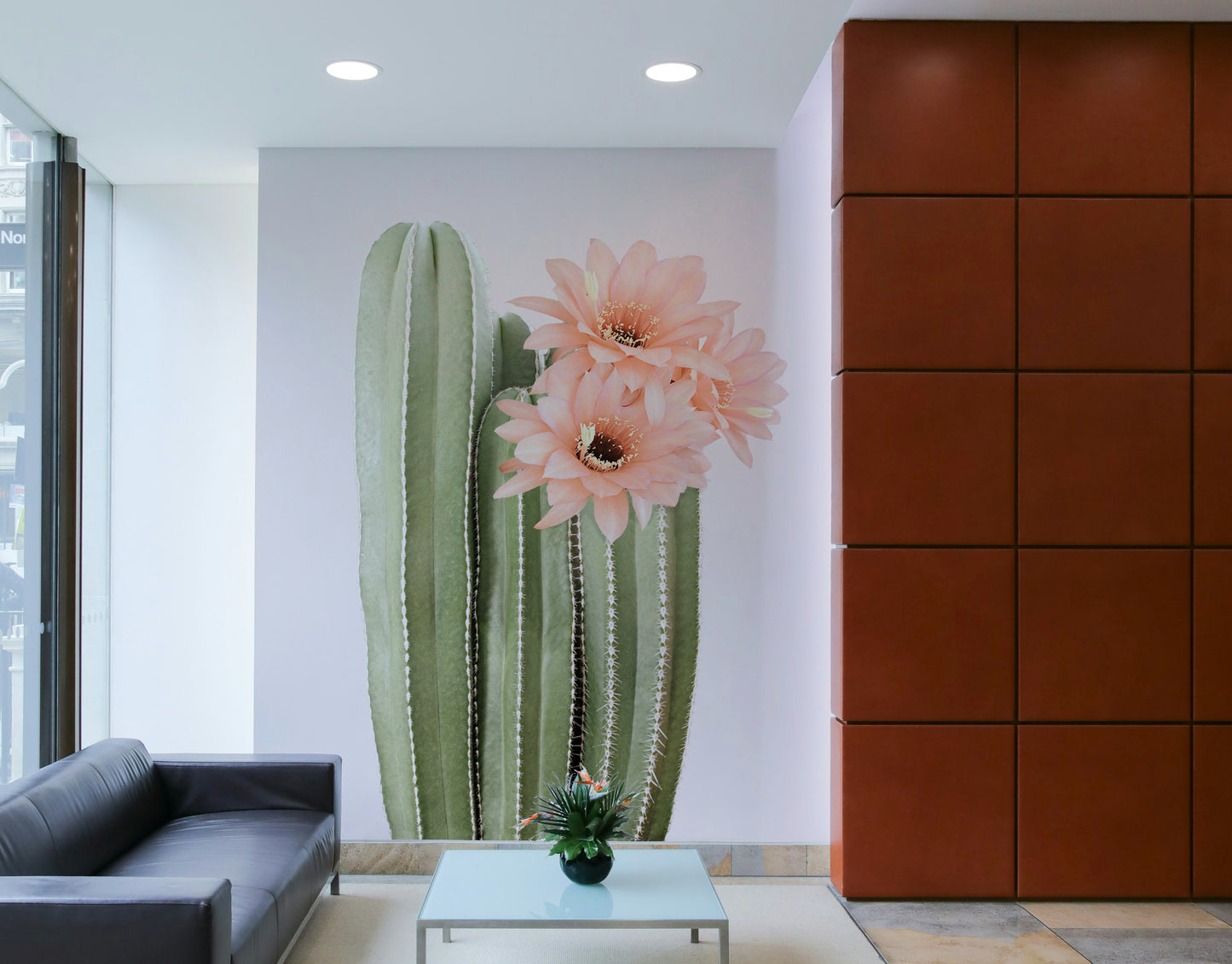 Desert cactus mural with vibrant colors and detailed floral designs.

