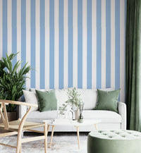 Vertical striped wallpaper with skyline silhouette


