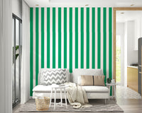 Subtle jade green and white striped wallpaper design

