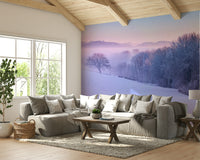 Tranquil winter landscape mural for a peaceful room atmosphere.

