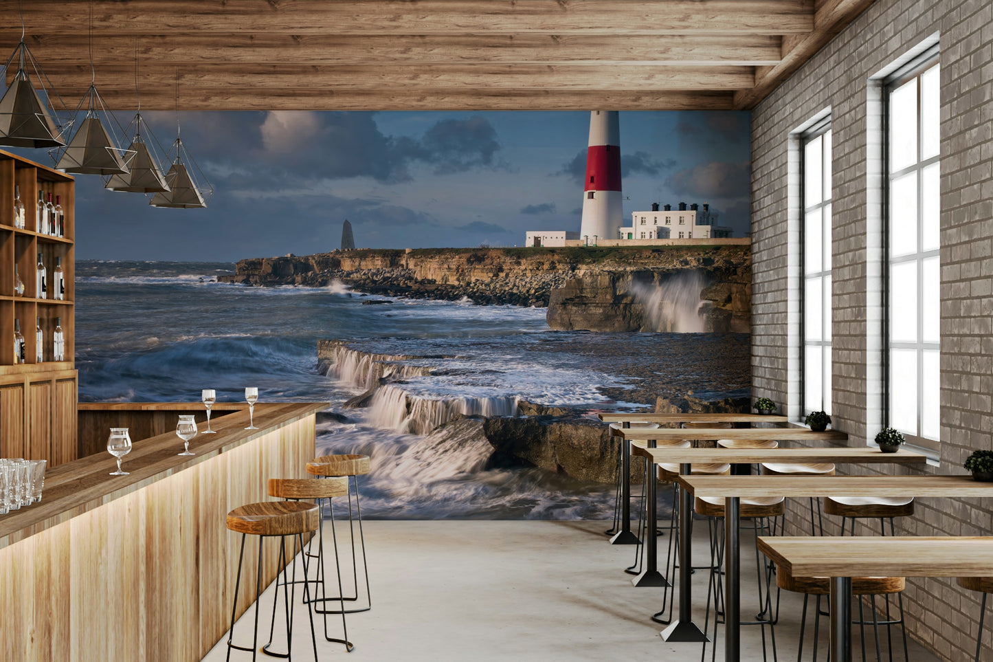 Beautiful Portland Bill lighthouse mural for adding coastal charm.


