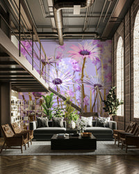 Elegant botanical mural featuring plants and delicate leaves.

