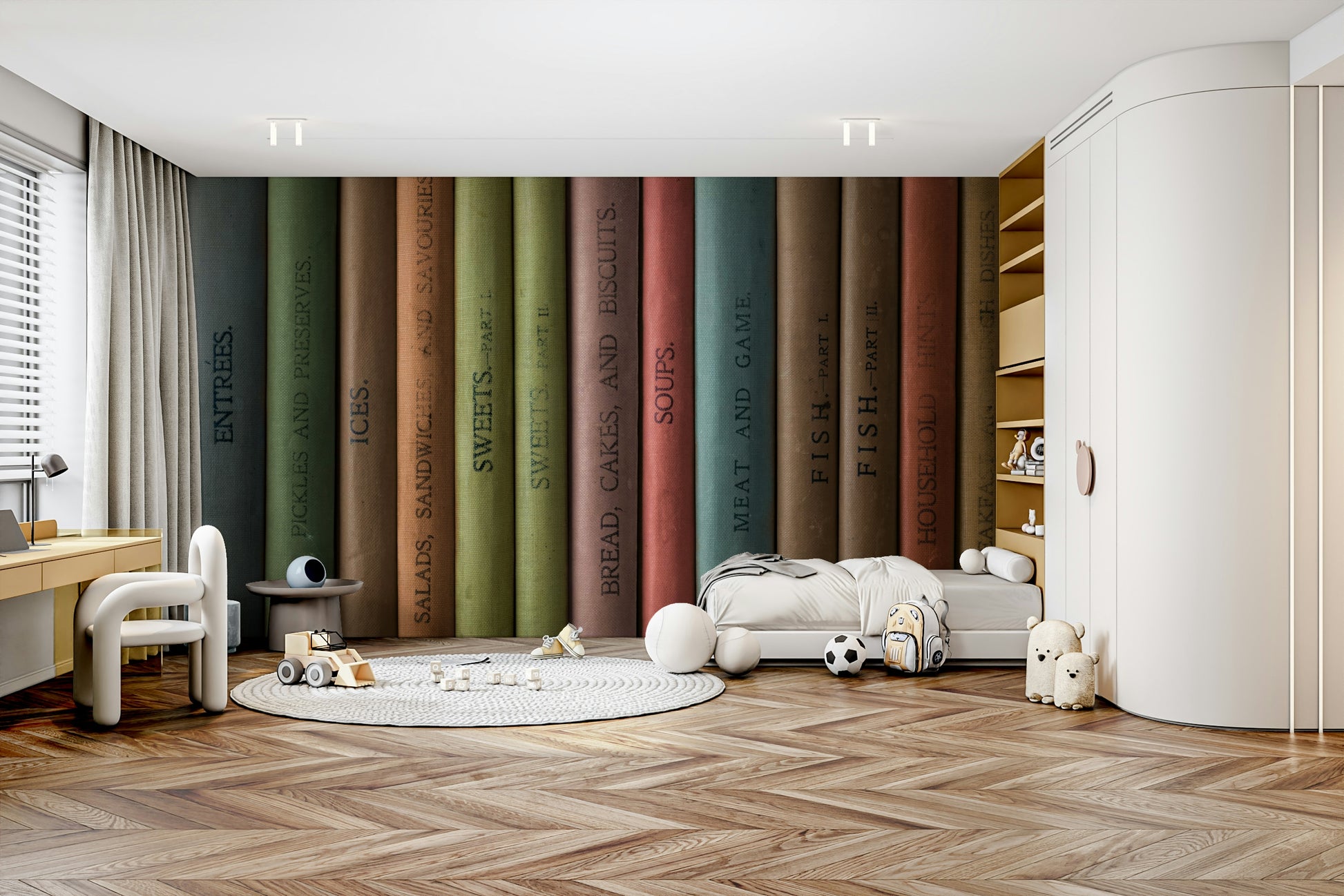 Vintage books wallpaper mural for creating a cozy, literary space.

