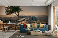 Solitary tree at dusk mural bringing calm and tranquility indoors.

