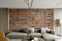 Natural brick wall wallpaper for a timeless rustic feel.

