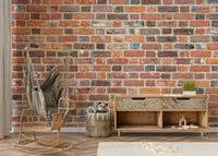 Rustic brick wall mural for a cozy, stylish living space.

