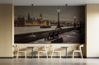London Embankment mural wallpaper with iconic Big Ben in the background.

