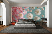 Blossoming floral mural perfect for serene decor.

