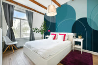 Modern turquoise and teal arch pattern wallpaper

